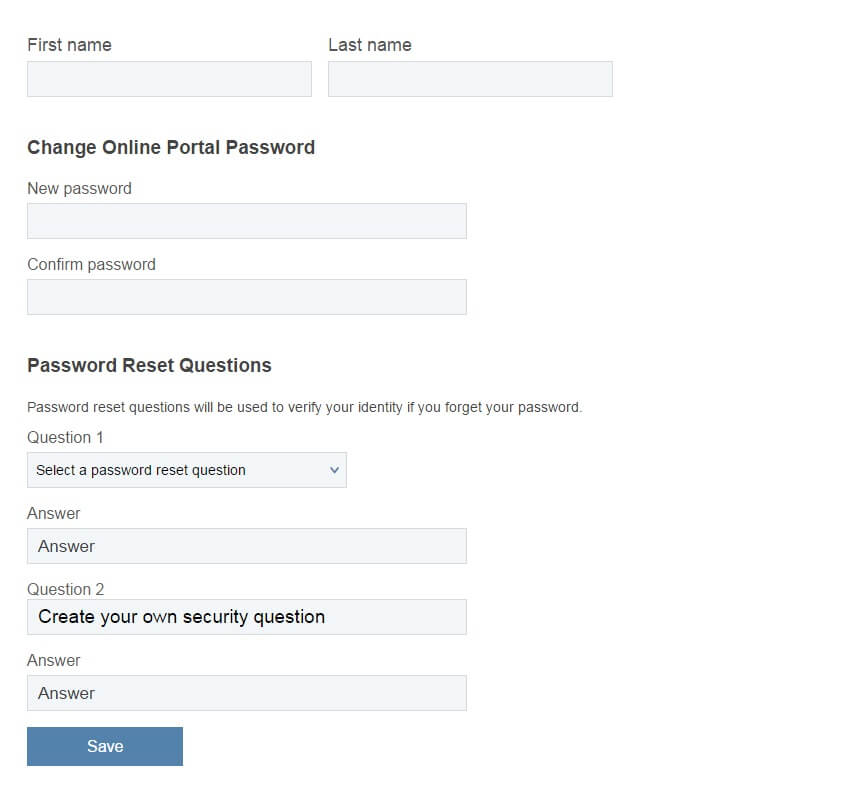 change password form
